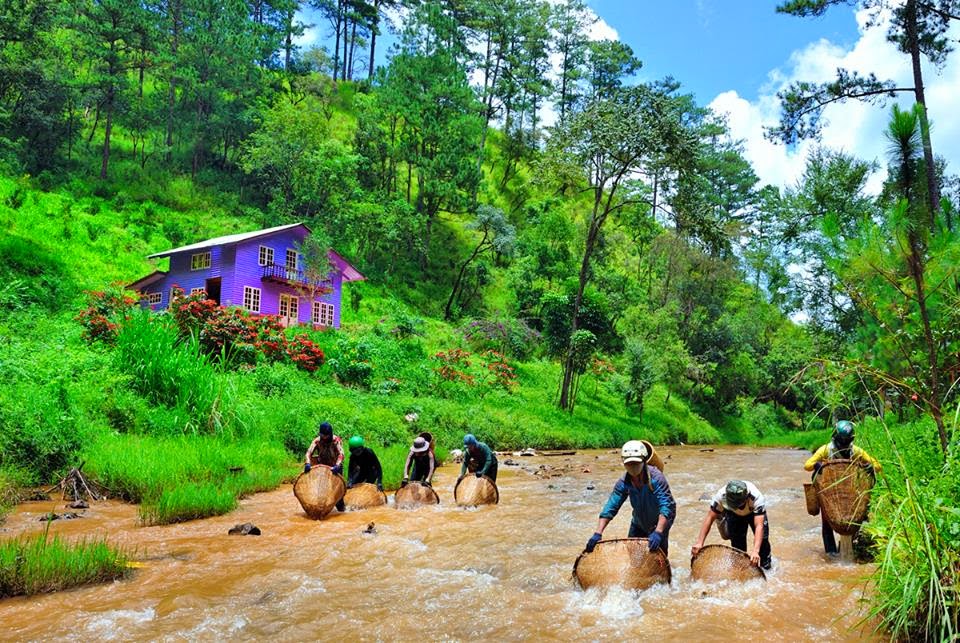 Trải nghiệm thú vị khi tham gia trò bắt cá dưới suối ở làng Cù Lần