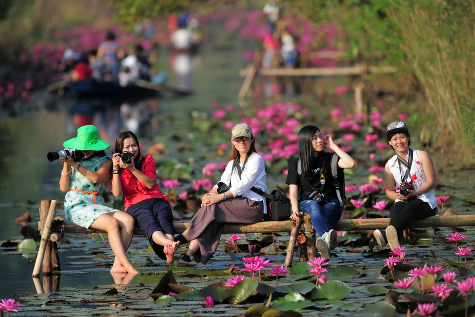 Vẻ đẹp của chùa Hương khi vào mùa hoa súng