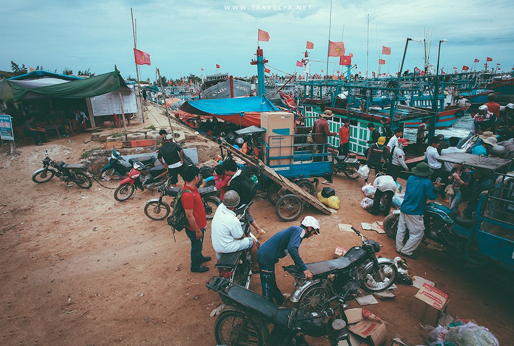 Trên cảng Sa Kỳ chuẩn bị vượt sóng ra đảo Lý Sơn