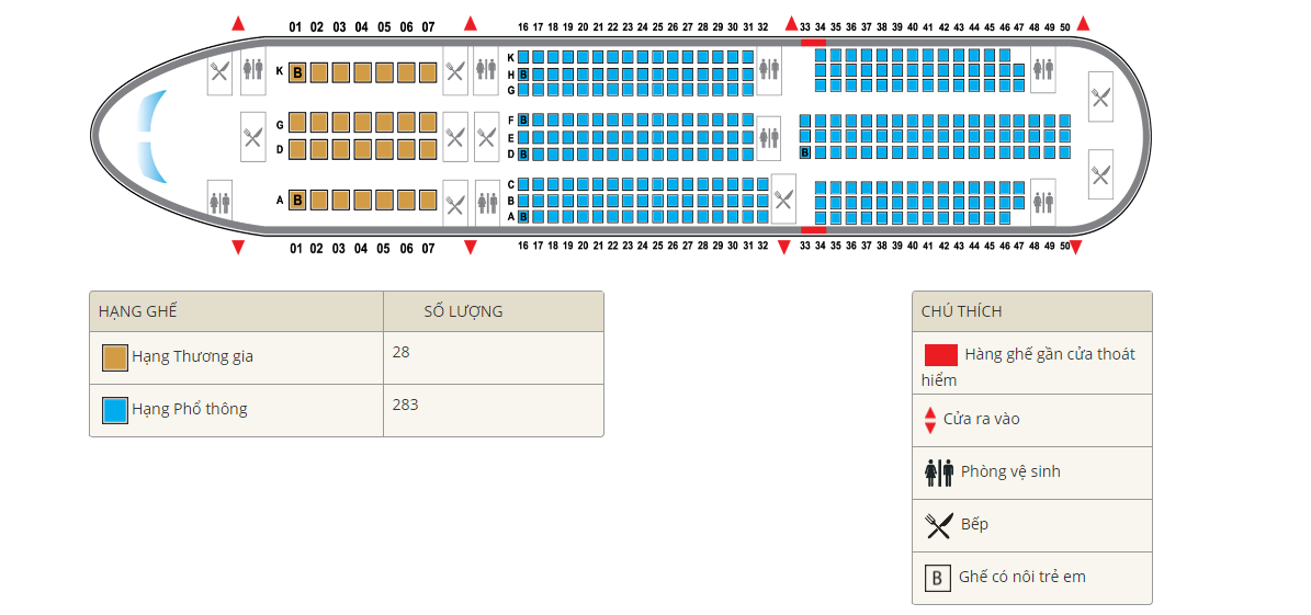 Chọn chỗ ngồi trên máy bay Vietnam Airlines