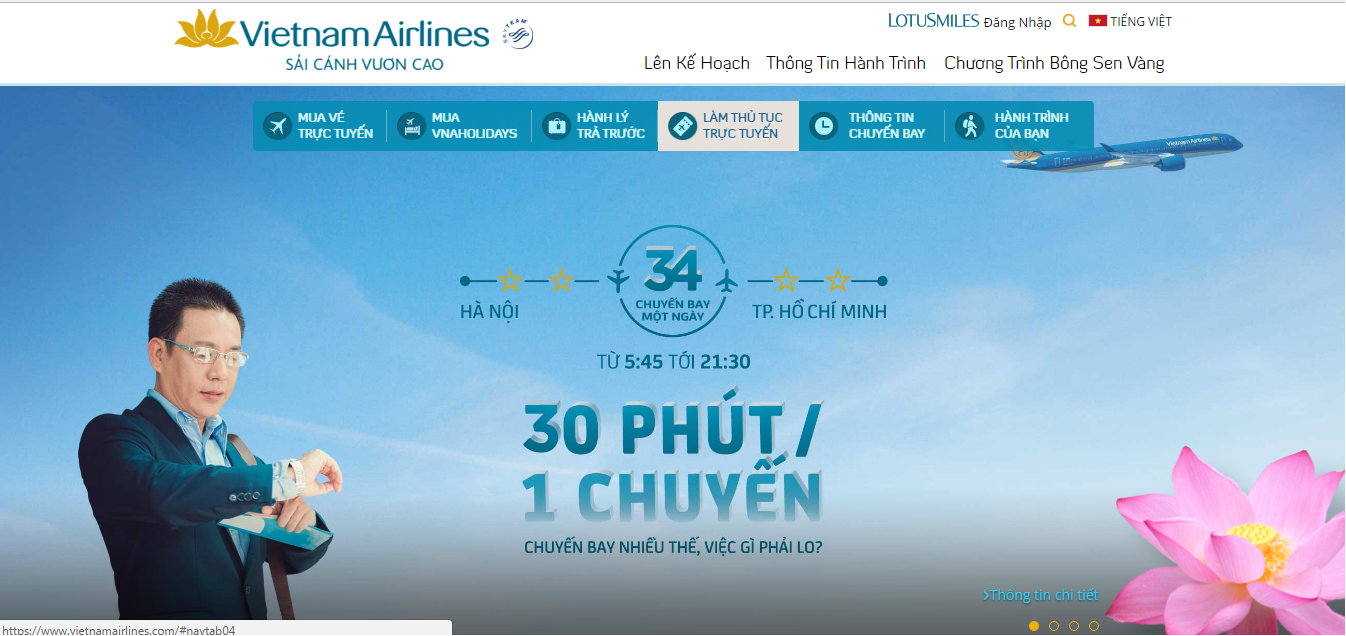 Chọn chỗ ngồi trên máy bay Vietnam Airlines