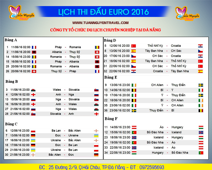 Lịch thi đấu euro 2016 hôm nay | lịch trường thuật trực tiếp euro 2016 