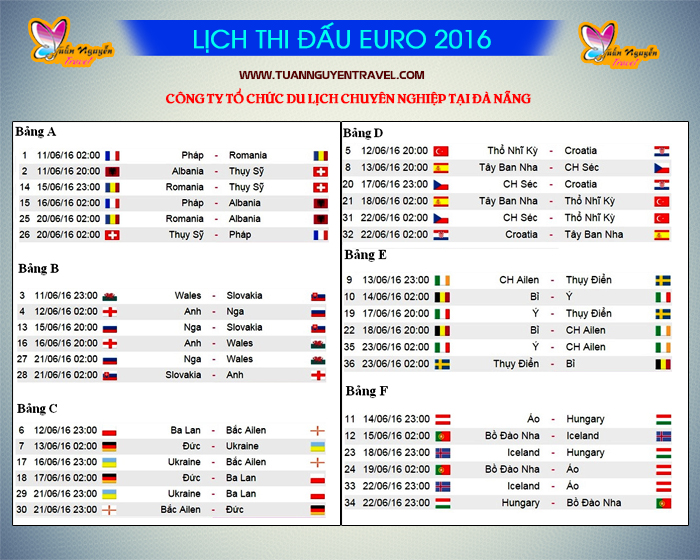 Lịch thi đấu euro 2016  trên vtv3 | lịch trường thuật trực tiếp euro 2016 