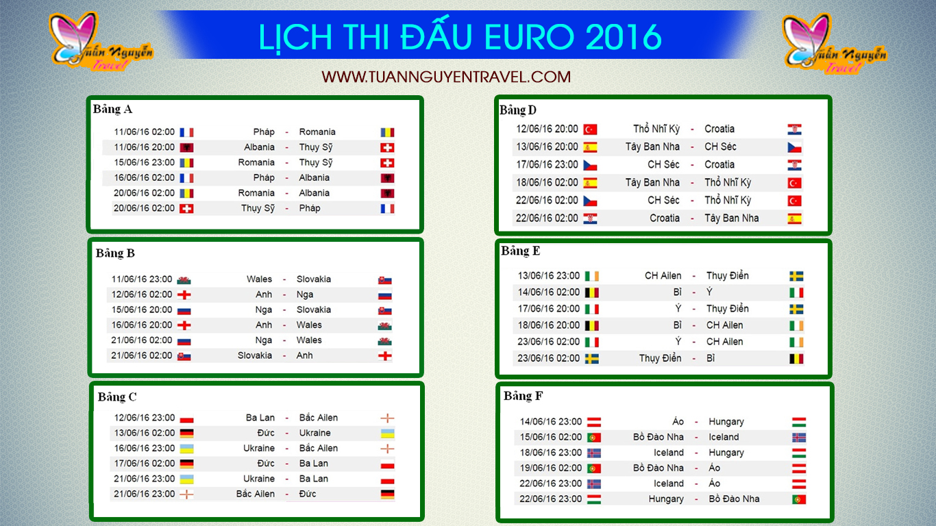 Lịch thi đấu euro 2016 trên vtv6 | lịch trường thuật trực tiếp euro 2016 