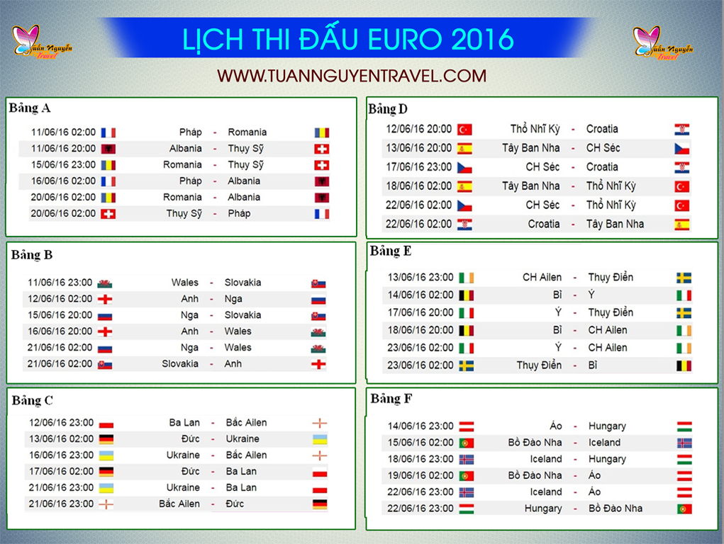 Lịch thi đấu euro 2016 vòng loại | lịch trường thuật trực tiếp euro 2016 