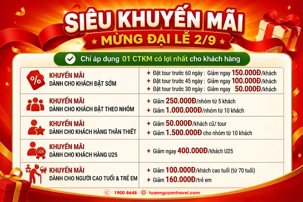 SIÊU KHUYẾN MÃI MỪNG ĐẠI LỄ 2/9 - ƯU ĐÃI ĐẾN 1.500.000Đ